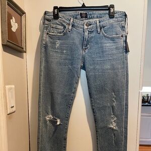 NWT Citizens of Humanity Racer Low Rise Skinny Distressed Encore 28 Waist